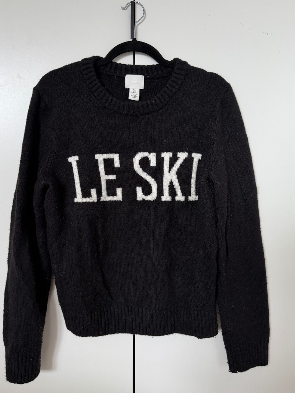 H&M LE SKI Black Graphic Knit Sweater Size L